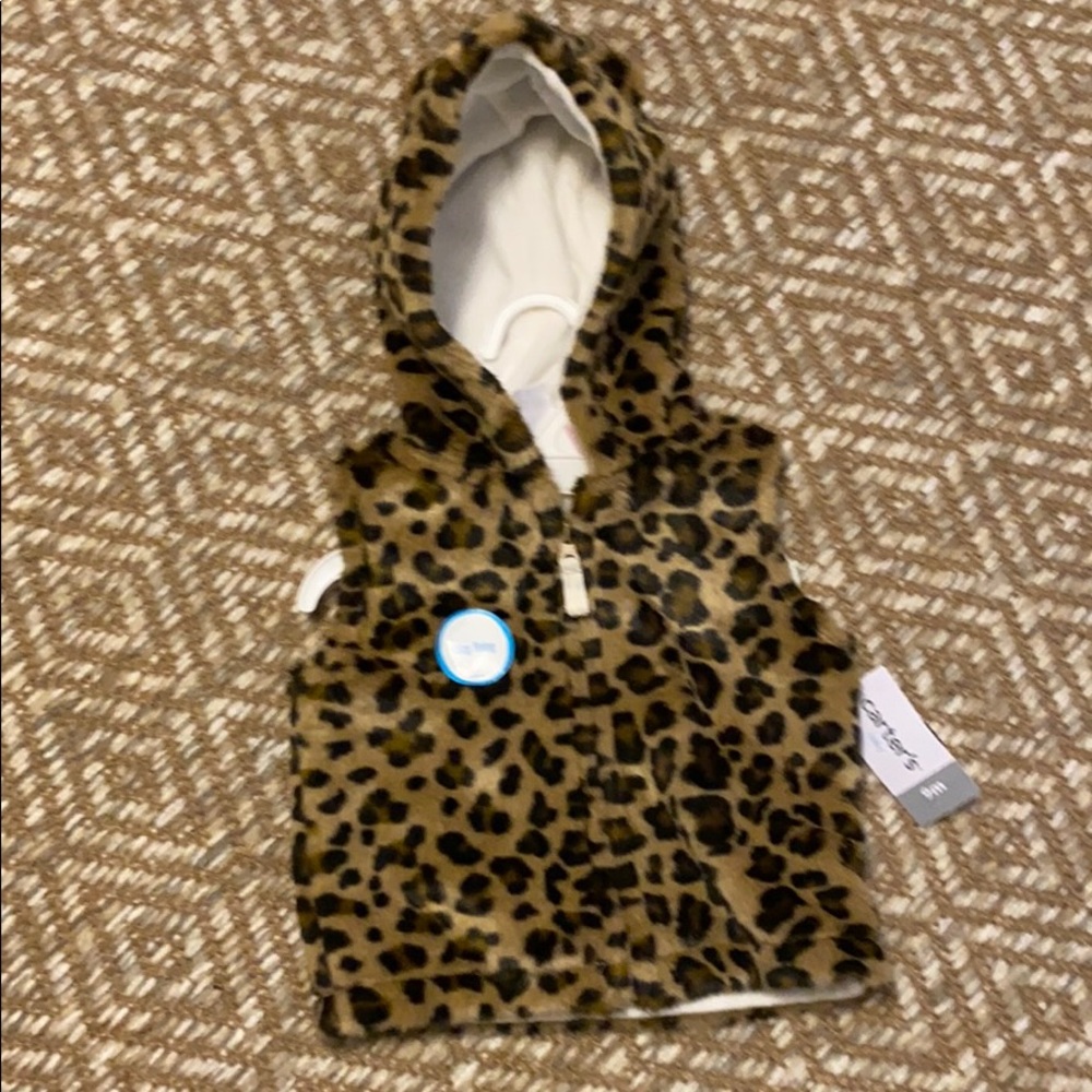 Leopard Print Faux Fur Hooded Vest